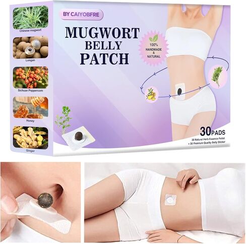 CAIYOBFRE Perfect Mugwort Belly Patch,30Pcs Ancient Remedy Healthy Belly Pellet and 30Pcs Wormwood Navel Sticker,Natural Herbal Tummy Pellets for Women and Men in Kuwait