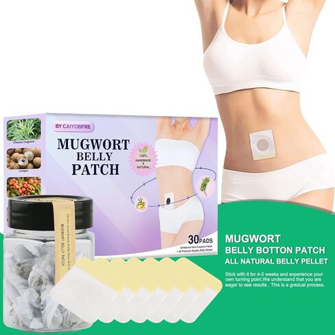 CAIYOBFRE Perfect Mugwort Belly Patch,30Pcs Ancient Remedy Healthy Belly Pellet and 30Pcs Wormwood Navel Sticker,Natural Herbal Tummy Pellets for Women and Men in Kuwait