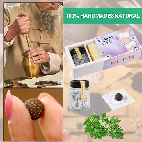 CAIYOBFRE Perfect Mugwort Belly Patch,30Pcs Ancient Remedy Healthy Belly Pellet and 30Pcs Wormwood Navel Sticker,Natural Herbal Tummy Pellets for Women and Men in Kuwait