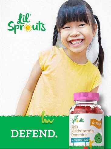 Kids Multivitamin Gummies with Probiotics | 60 Chewables | Natural Berry Flavor | Vegetarian, Non-GMO, Gluten Free Children's Supplement | by Lil' Sprouts | Packaging May Vary in Saudi Arabia
