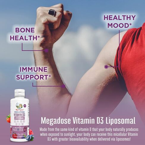 MaryRuth Organics Vitamin D, D3, Liquid, 45 Day Supply, Sugar Free, Liposomal Immune Support for Adults, VIT D3, Vegan, Gluten Free, Non-GMO, 45 Servings, Pack of 1 in Saudi Arabia