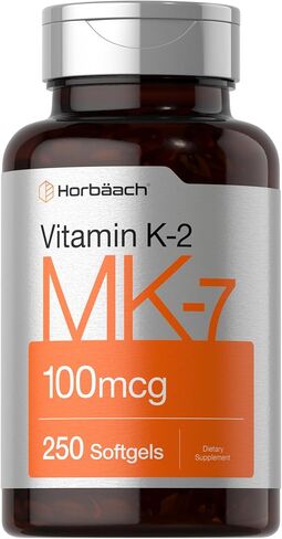 Vitamin K2 MK7 100mcg | 250 Softgels | Non-GMO, Gluten Free Supplement | by Horbaach in Saudi Arabia