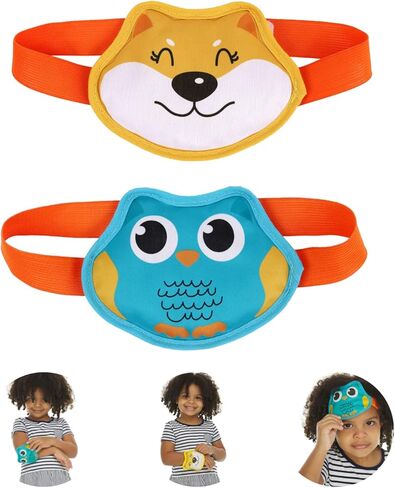 FOMI Kids Hot Cold Gel Ice Packs | 2 Pack | Multi-Use Fun Animal Designed Wrap for Head, Eyes, Elbow, Wrist, Ankle, Knee | Pain Relief for Children Boo Boos, Fever, Sinus, Headache | Reusable in Saudi Arabia