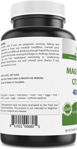 سيترات المغنيسيوم من Brieofood 400 مجم (عنصر Mg) لكل وجبة - 250 قرصًا - استرخاء العضلات (Citrato de Magnesio) in Saudi Arabia