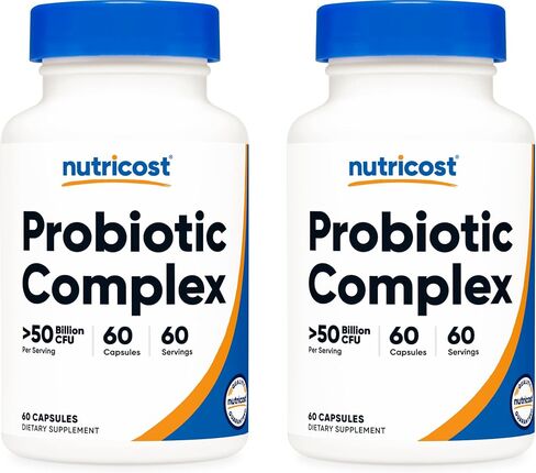 Nutricost Probiotic Complex - 50 Billion CFU, 60 Capsules (3 Bottles) - Probiotic for Men and Women - Veggie Capsules, Non-GMO, Gluten Free in Kuwait