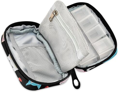 xigua Sunflower Pill Case 7-Day Travel Pill Organizer Box with Zipper Closure for Vitamins, Medication and Supplements in Kuwait