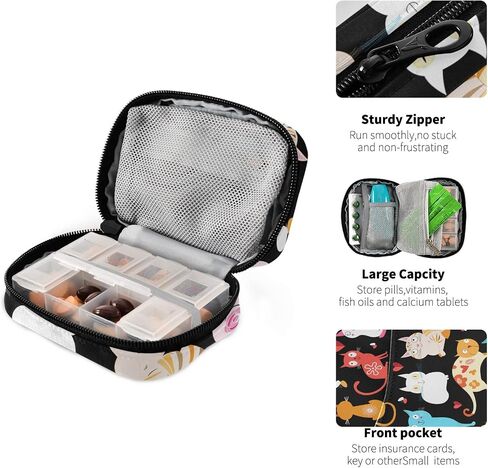 xigua Sunflower Pill Case 7-Day Travel Pill Organizer Box with Zipper Closure for Vitamins, Medication and Supplements in Kuwait