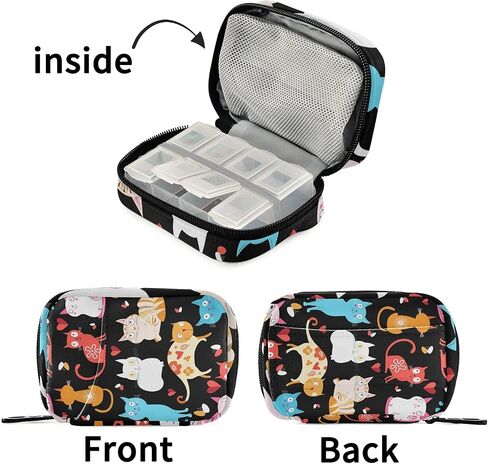 xigua Sunflower Pill Case 7-Day Travel Pill Organizer Box with Zipper Closure for Vitamins, Medication and Supplements in Kuwait
