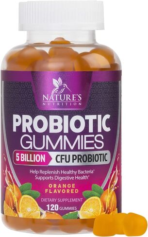 Probiotic Gummies for Digestive Health, Daily Probiotics for Women & Men, 5 Billion CFUs, Nature's Pro Biotics Gummy for Immune Support, Digestive Nutritional Supplements, Orange Flavor - 60 Gummies in Saudi Arabia