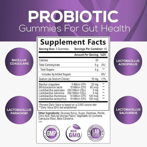 Probiotic Gummies for Digestive Health, Daily Probiotics for Women & Men, 5 Billion CFUs, Nature's Pro Biotics Gummy for Immune Support, Digestive Nutritional Supplements, Orange Flavor - 60 Gummies in Saudi Arabia