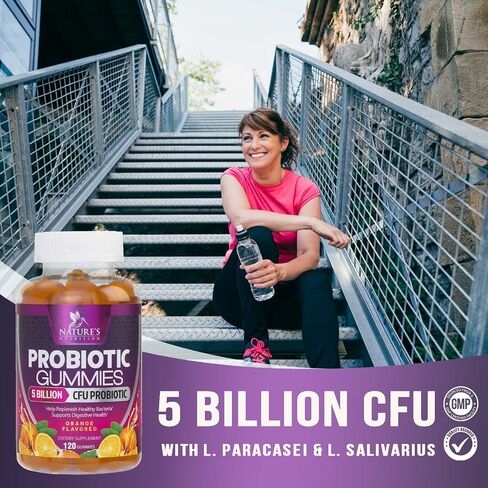 Probiotic Gummies for Digestive Health, Daily Probiotics for Women & Men, 5 Billion CFUs, Nature's Pro Biotics Gummy for Immune Support, Digestive Nutritional Supplements, Orange Flavor - 60 Gummies in Saudi Arabia