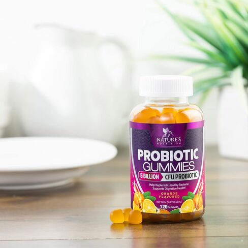 Probiotic Gummies for Digestive Health, Daily Probiotics for Women & Men, 5 Billion CFUs, Nature's Pro Biotics Gummy for Immune Support, Digestive Nutritional Supplements, Orange Flavor - 60 Gummies in Saudi Arabia
