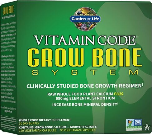 Garden of Life Calcium Supplement - Vitamin Code Grow Bone Made with Whole Foods, Strontium, Magnesium, K2 MK7, Vitamin D3 & C Plus Probiotics for Gut Health, 30 Day Supply in Saudi Arabia