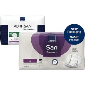 Abena San Premium Incontinence Pads, Moderate Absorbency, (Sizes 4 to 7), Size 4, 30 Count