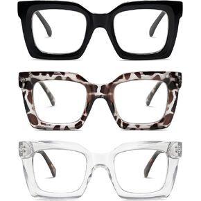 AMOMOMA Retro Oversized Square Reading Glasses for Women Men Blue Light Computer Thick Womens Readers Spring hinge AM6015