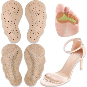 Leather Ball of Foot Cushions for High Heels, Non-Slip Comfortable Forefoot Pads Metatarsal Pads All Day Pain Relief, Toe Cushions for Forefoot - 2 Pairs (Beige(Pigskin))