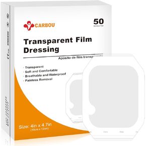 Transparent Film Dressing 2 3/8" x2 3/4" Pack of 100 Waterproof Wound Bandage Adhesive Patches,Post Surgical Shower or IV Shield,Tattoo Aftercare Bandage
