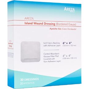 Areza Bordered Gauze Island Wound Dressing 8" x 4" Sterile - Latex Free - 30 PCS Per Box; x1 Box in Saudi Arabia