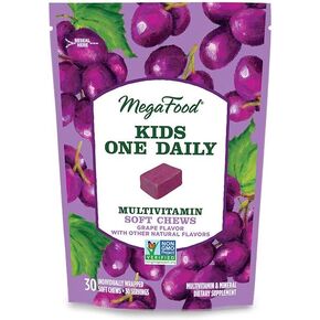 MegaFood Kids One Daily Multivitamin Soft Chews - Kids Vitamins with Vitamin B, Vitamin C, Vitamin D & Vitamin E - Age 4+, Vegetarian, Made Without 9 Food Allergens - Grape Flavor - 30 Chews in Saudi Arabia