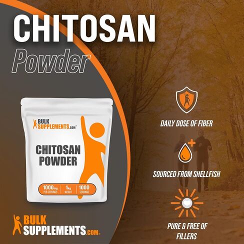 BulkSupplements.com Chitosan Powder - Fiber Supplement - Chitosan 1000mg - Chitosan Supplements for Kidney - from Shellfish - 1000mg per Serving, 5000 Servings (5 Kilograms - 11 lbs) in Saudi Arabia