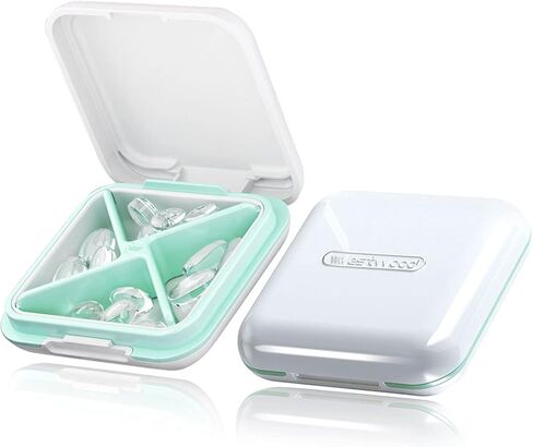 Pill Box Organizer, Waterproof Pretty Daily Pill Case - Travel Portable Medicine Box, BPA Free Pill Container for Vitamins, Fish Oils, Supplements, Ideal for Outdoor Travel, Gym, Office (Black) in Saudi Arabia