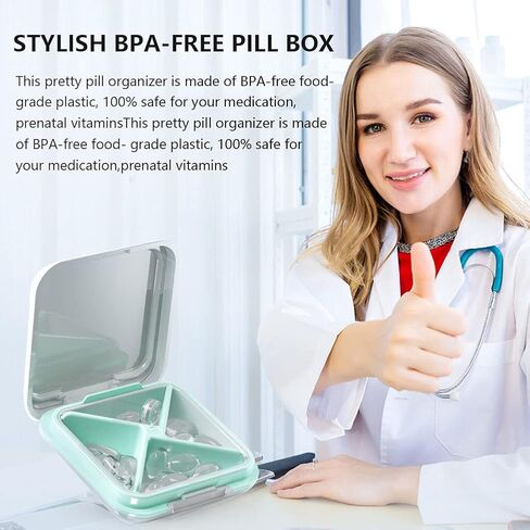 Pill Box Organizer, Waterproof Pretty Daily Pill Case - Travel Portable Medicine Box, BPA Free Pill Container for Vitamins, Fish Oils, Supplements, Ideal for Outdoor Travel, Gym, Office (Black) in Saudi Arabia