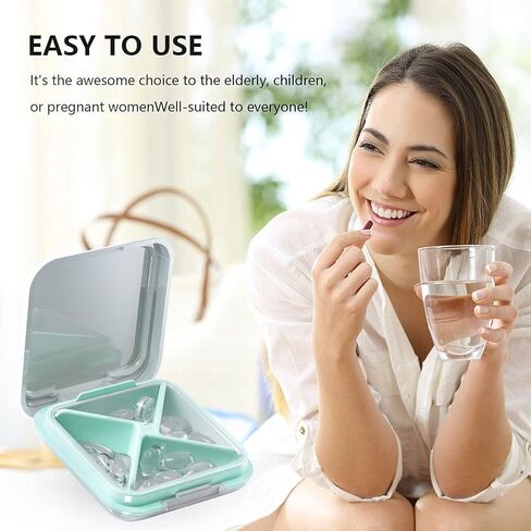 Pill Box Organizer, Waterproof Pretty Daily Pill Case - Travel Portable Medicine Box, BPA Free Pill Container for Vitamins, Fish Oils, Supplements, Ideal for Outdoor Travel, Gym, Office (Black) in Saudi Arabia
