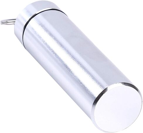 "Silver Small Portable Pill Box Keychain, Aluminium Alloy Mini Pill Organizer Case Container for Purse,Waterproof Metal Pill Holder Medicine Bottle for Outdoor Camping Personal Pill Organizers " in Saudi Arabia