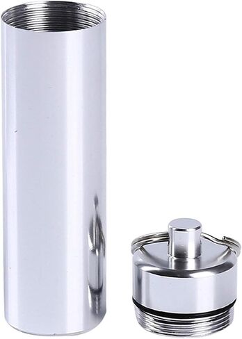 "Silver Small Portable Pill Box Keychain, Aluminium Alloy Mini Pill Organizer Case Container for Purse,Waterproof Metal Pill Holder Medicine Bottle for Outdoor Camping Personal Pill Organizers " in Saudi Arabia