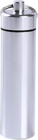 "Silver Small Portable Pill Box Keychain, Aluminium Alloy Mini Pill Organizer Case Container for Purse,Waterproof Metal Pill Holder Medicine Bottle for Outdoor Camping Personal Pill Organizers " in Saudi Arabia