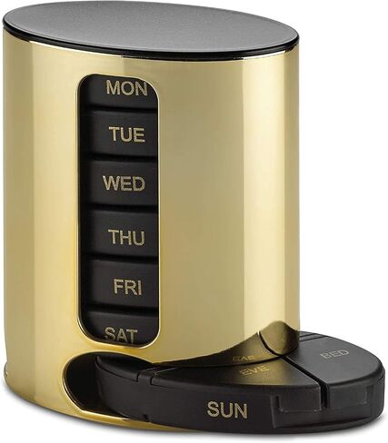 MEDca Weekly Pill Organizer, 1 Dispenser, 7 Stackable Multi-Color Compartments Four Times-a-Day - Morning, Noon, Evening, and Bedtime, Black in Kuwait