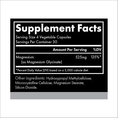 Magnesium Glycinate 525 mg Elemental Complex -125% DV High Absorption Bioavailable Supplement to Support Magnesium Levels, Vegan & Non-GMO, 120 Veggie Caps in Saudi Arabia