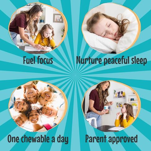 Clarity Kids Super Calm | Magnesium Chewable Vitamin for Children Comfort Focus and Relaxation | All Natural Calm Supplement with L-Theanine | USA Made | 30 Piece in Saudi Arabia