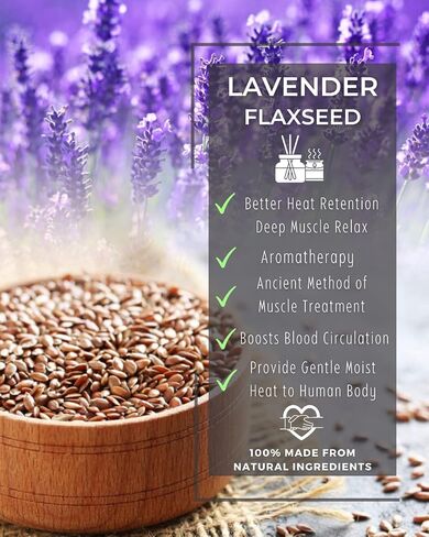 Hihealer Microwave Heating Pad, 7x12 Inch Heating Pad Microwavable for Neck and Shoulders, Cramps, Pain Relief, Lavender and Flaxseed Filled Heat Pack, Women's Self-Care Gift in Kuwait