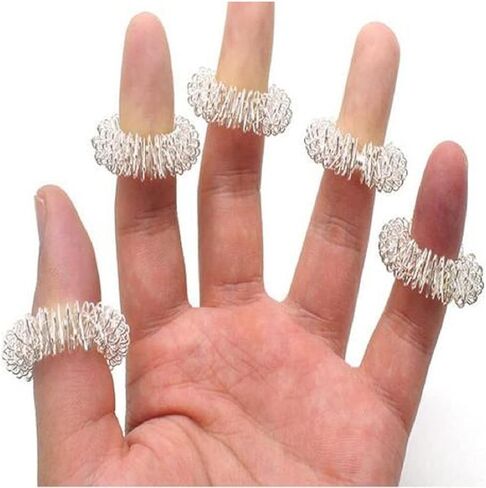 20pcs Finger Massager Rings Mini Finger Acupuncture Spring Ring Finger Circulation Rings (Silver) in Saudi Arabia