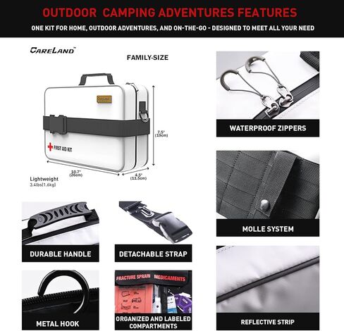 First Aid Kit, 277PCS Essential Emergency Trauma Medical Supplies Packed in a White Waterproof Bag, Perfect for Car Home Office Travel Outdoor Camping Hiking in Kuwait