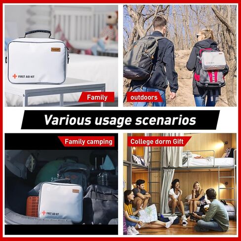 First Aid Kit, 277PCS Essential Emergency Trauma Medical Supplies Packed in a White Waterproof Bag, Perfect for Car Home Office Travel Outdoor Camping Hiking in Kuwait