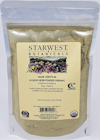 Starwest Botanicals Organic Hyssop Herb Powder, 4 Ounces in Saudi Arabia