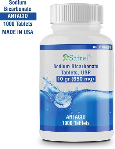 Safrel Sodium Bicarbonate Antiacid 650 mg (10 Grain) 1000 Tablets | for Relief of Acid Indigestion, Heartburn, Sour Stomach & Upset Stomach | Value Savings Pack in Saudi Arabia