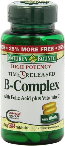 فيتامين ب المركب من Nature's Bounty، مكمل فيتامين تم إصداره بمرور الوقت مع حمض الفوليك بالإضافة إلى فيتامين C، يدعم استقلاب الطاقة وصحة الجهاز العصبي، 125 قرصًا (عبوة من 3) in Saudi Arabia