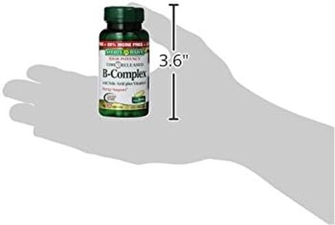 فيتامين ب المركب من Nature's Bounty، مكمل فيتامين تم إصداره بمرور الوقت مع حمض الفوليك بالإضافة إلى فيتامين C، يدعم استقلاب الطاقة وصحة الجهاز العصبي، 125 قرصًا (عبوة من 3) in Saudi Arabia