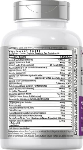 Hair Skin and Nails Vitamins | 150 Caplets | with Biotin and Collagen | Supplement for Women and Men | Non-GMO, Gluten Free | by Horbaach in Saudi Arabia
