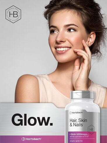 Hair Skin and Nails Vitamins | 150 Caplets | with Biotin and Collagen | Supplement for Women and Men | Non-GMO, Gluten Free | by Horbaach in Saudi Arabia