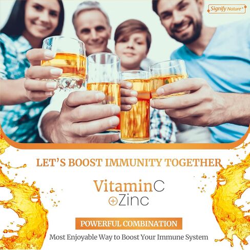 Vitamin C 1000mg Effervescent Tablets - Potent Immune Support VIT C with Zinc Supplement - Sugar-Free & Vegan Formula | Dissolvable Vitamin C Tablets - Water Soluble Fizzy Elixir - 20CT in Kuwait