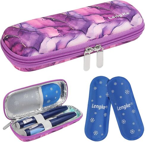 BOMKEE Insulin Cooler Travel Case, Diabetic Insulin Pen Carrying Case Portable Insulin Cooling Bag Organizer for Diabetic Supplies with 2 Ice Pack in Kuwait