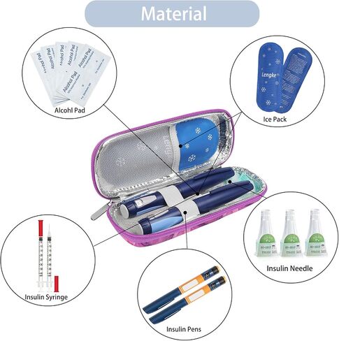 BOMKEE Insulin Cooler Travel Case, Diabetic Insulin Pen Carrying Case Portable Insulin Cooling Bag Organizer for Diabetic Supplies with 2 Ice Pack in Kuwait