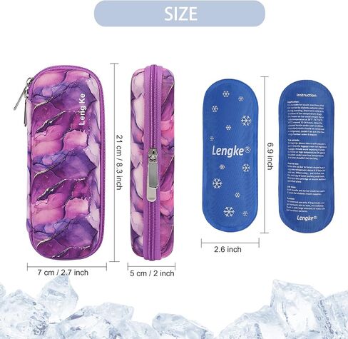 BOMKEE Insulin Cooler Travel Case, Diabetic Insulin Pen Carrying Case Portable Insulin Cooling Bag Organizer for Diabetic Supplies with 2 Ice Pack in Kuwait