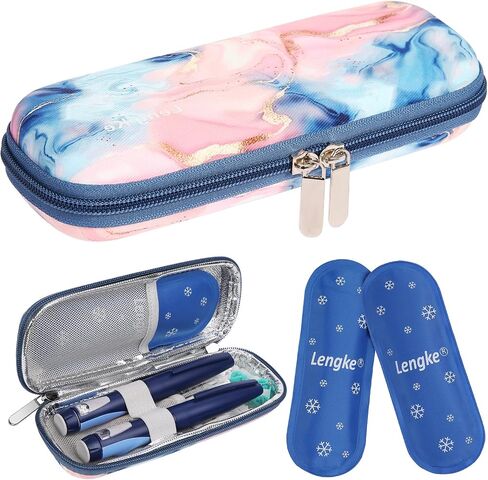 BOMKEE Insulin Cooler Travel Case, Diabetic Insulin Pen Carrying Case Portable Insulin Cooling Bag Organizer for Diabetic Supplies with 2 Ice Pack in Kuwait