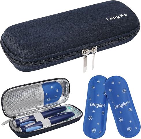 BOMKEE Insulin Cooler Travel Case, Diabetic Insulin Pen Carrying Case Portable Insulin Cooling Bag Organizer for Diabetic Supplies with 2 Ice Pack in Kuwait