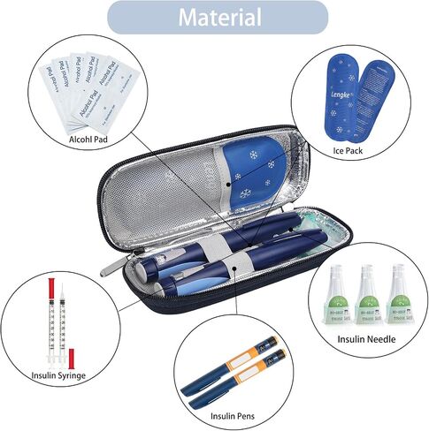 BOMKEE Insulin Cooler Travel Case, Diabetic Insulin Pen Carrying Case Portable Insulin Cooling Bag Organizer for Diabetic Supplies with 2 Ice Pack in Kuwait